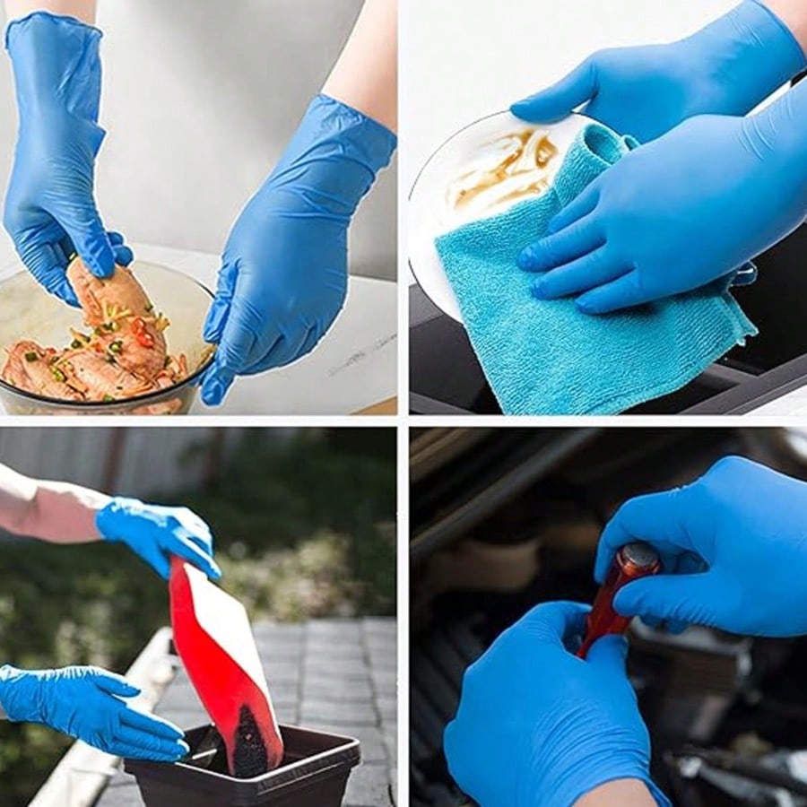 Rubber Glove Cleaning - 100 قطعة من قفازات النتريل المتينة